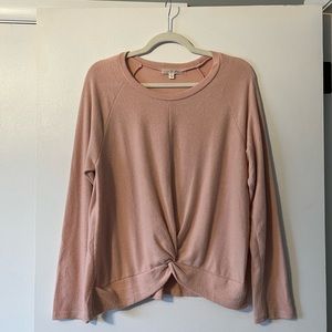 Pink Front Twist Sweater - Large